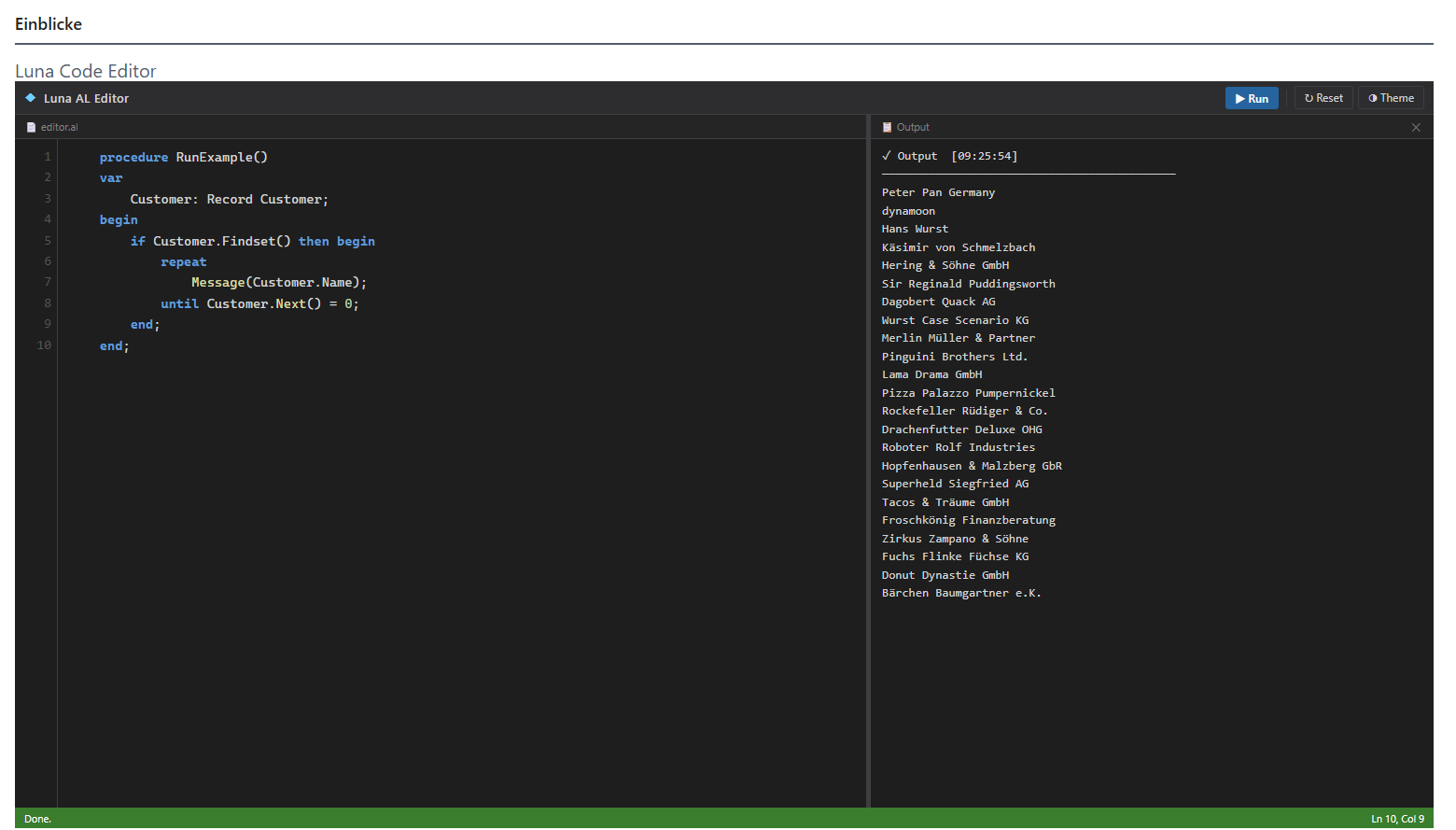 Luna AL Code Editor Screenshot